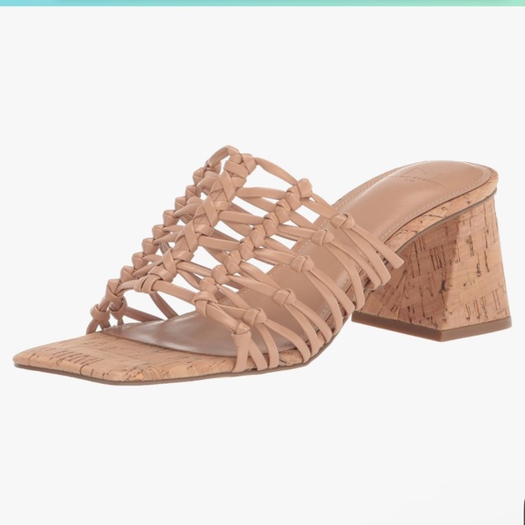 Marc Fisher NWT light Natural Cólica block Cork Heel braided Sandal. - Picture 2 of 10